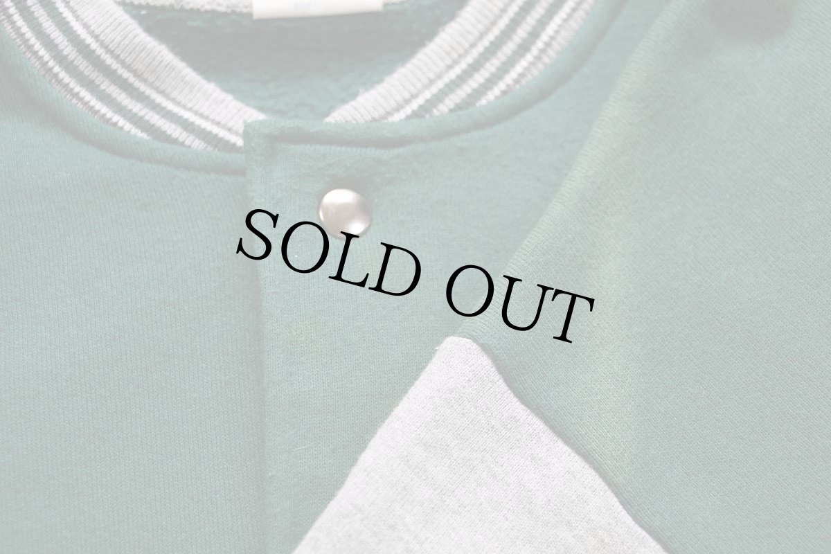 画像5: 90s USA製 Majestic MLB Oakland Athletics パッチ付き ツートン 切り替え スウェット スタジャン 緑×杢グレー XL★ジャケット (5)