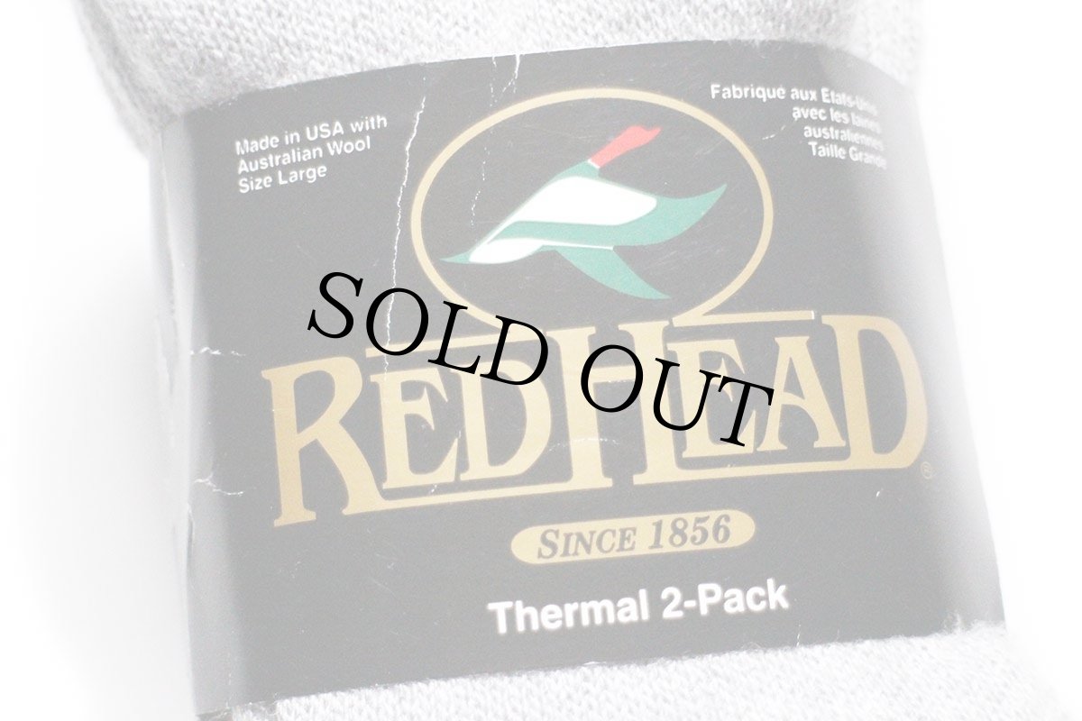 画像4: デッドストック★90s USA製 RED HEADレッドヘッド アクリル×ウールニット ソックス 杢グレー×チャコールグレー L 2ペア★靴下 (4)