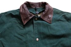 画像3: 00s Woolrichウールリッチ ラグ柄 ウールライナー コットン キャンバス フィールドコート 緑 M★ジャケット (3)