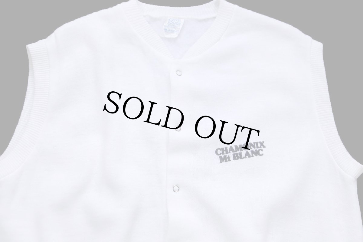 画像3: 80s フランス製 CHAMONIX Mt BLANC フェルトプリント アクリル スウェットベスト 白 (3)