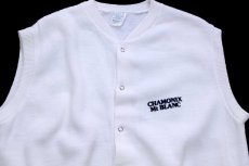 画像3: 80s フランス製 CHAMONIX Mt BLANC フェルトプリント アクリル スウェットベスト 白 (3)