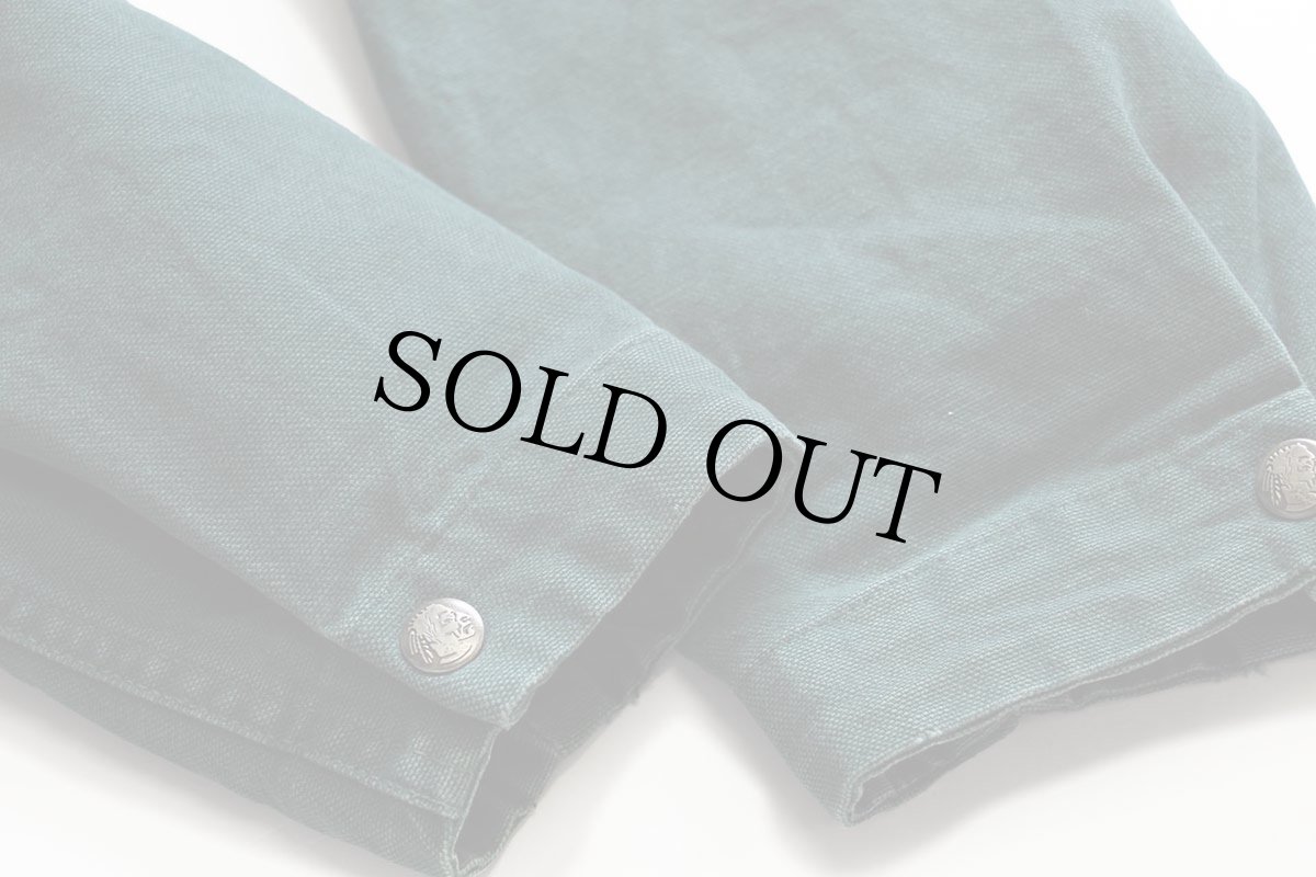 画像8: 00s Woolrichウールリッチ ラグ柄 ウールライナー コットン キャンバス フィールドコート 緑 M★ジャケット (8)