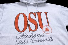 画像3: 90s USA製 OSU Oklahama State University スウェットパーカー 杢ライトグレー BIGGER★特大 フーディー (3)
