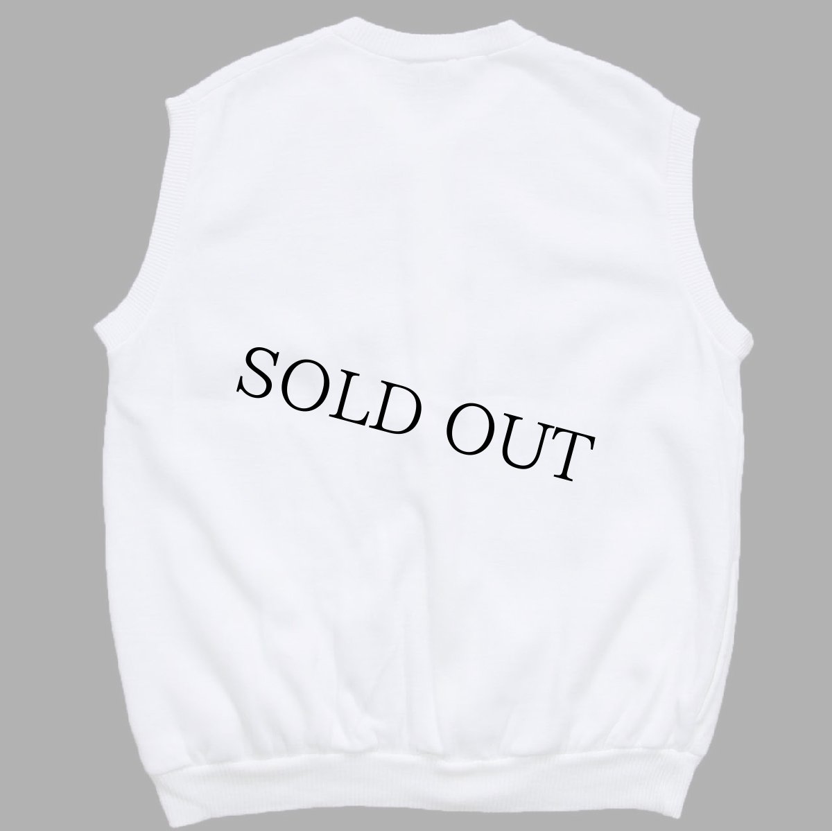 画像2: 80s フランス製 CHAMONIX Mt BLANC フェルトプリント アクリル スウェットベスト 白 (2)