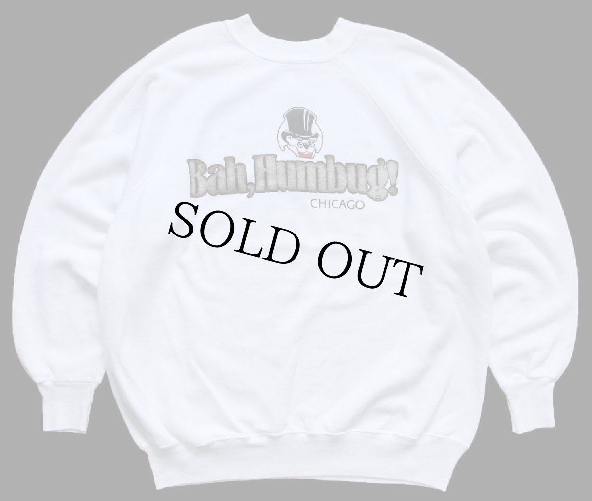 画像1: 80s USA製 Bah,Humbug! CHICAGO キャラクター スウェット 白 XL (1)
