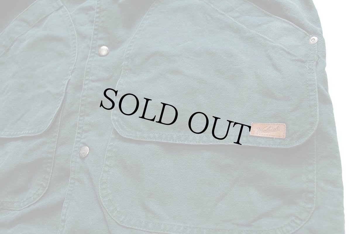 画像7: 00s Woolrichウールリッチ ラグ柄 ウールライナー コットン キャンバス フィールドコート 緑 M★ジャケット (7)