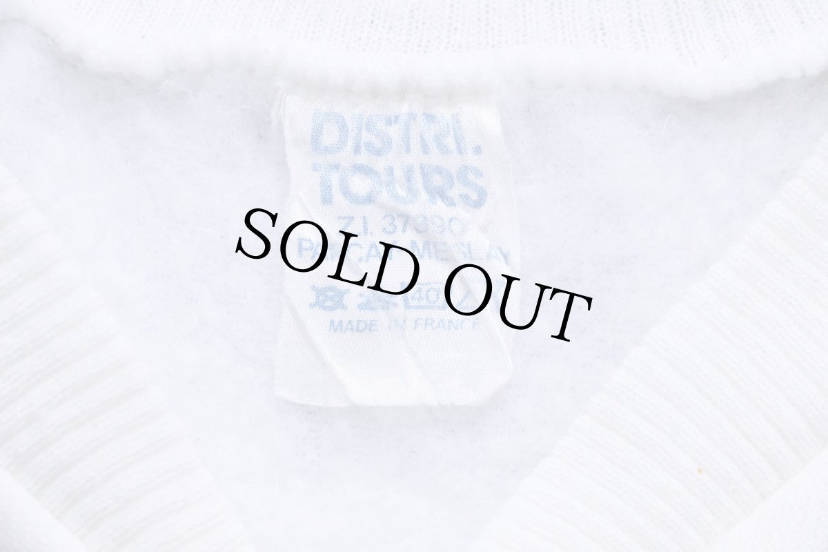 画像5: 80s フランス製 CHAMONIX Mt BLANC フェルトプリント アクリル スウェットベスト 白 (5)