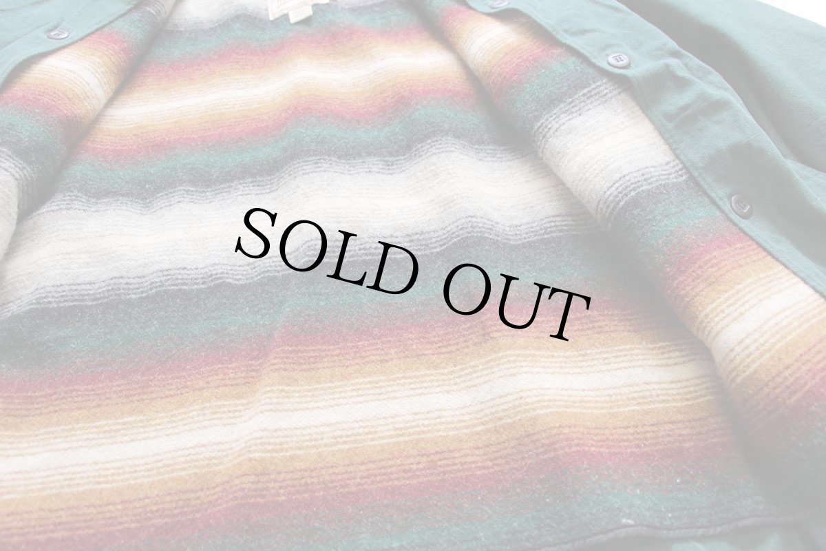 画像6: 00s Woolrichウールリッチ ラグ柄 ウールライナー コットン キャンバス フィールドコート 緑 M★ジャケット (6)