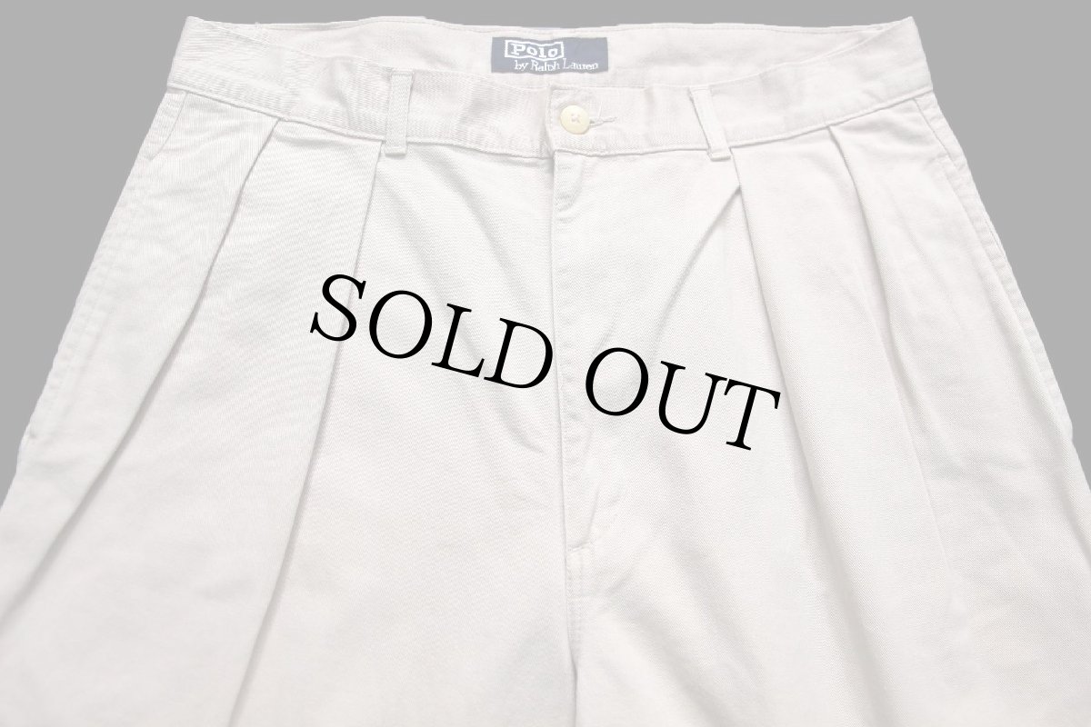 画像4: 90s メキシコ製 ポロ ラルフローレン ツータック コットン チノパン カーキ W32 L30 (4)