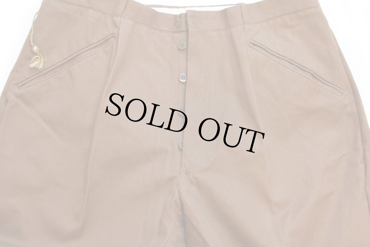 画像4: デッドストック★ビンテージ Cermar ワンタック コットンツイル ジョッパーズパンツ 茶 54 (4)