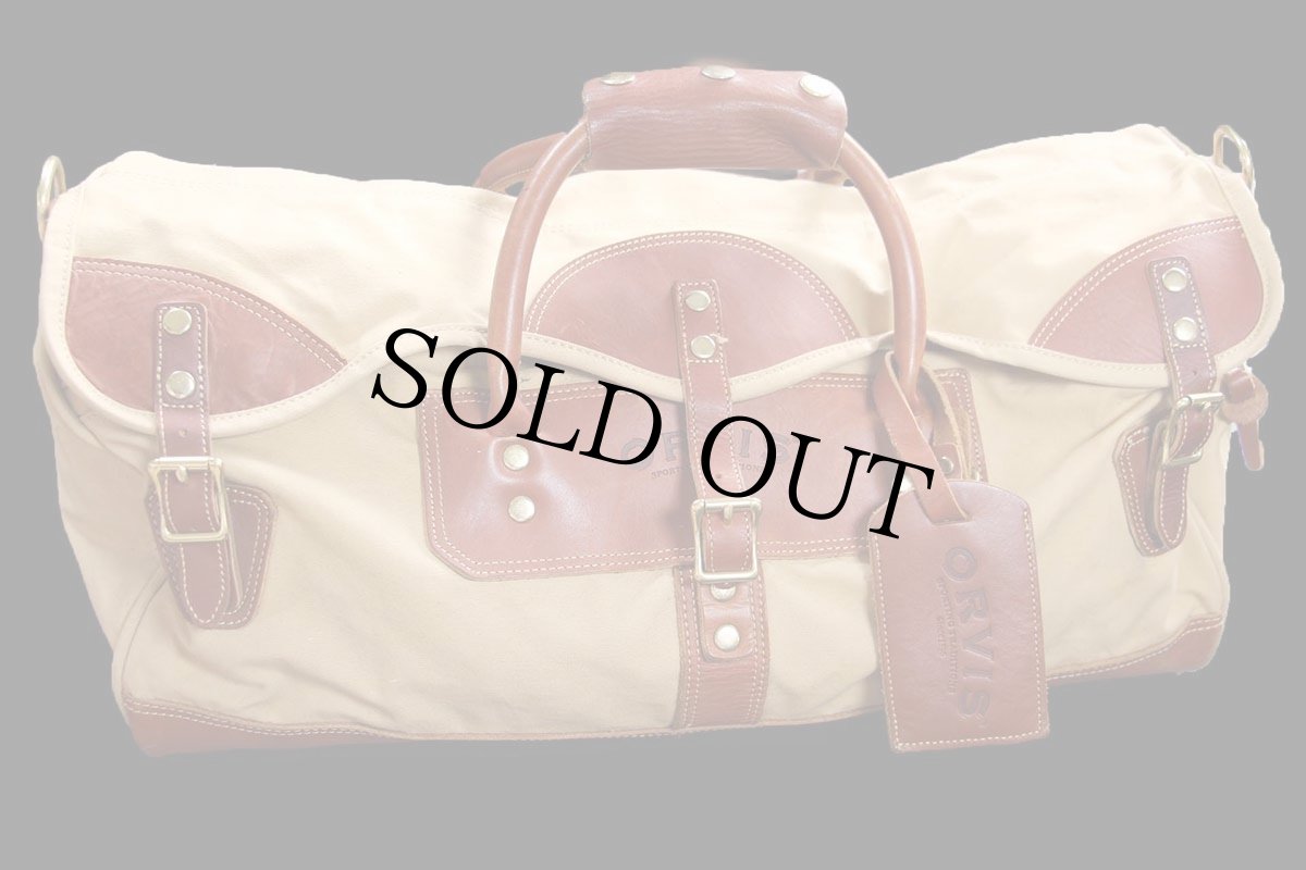 画像1: ORVISオービス キャンバス×レザー ボストンバッグ 茶 (1)