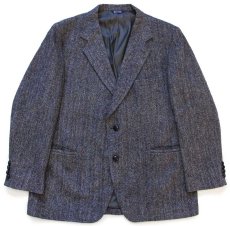 画像1: 80s USA製 Harris Tweed ハリスツイード 2つボタン ネップ入り ウール テーラードジャケット★ブレザー (1)