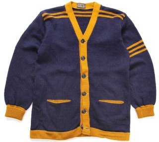 1950's Cook's パイピング ツートーン ニットカーディガン ボロ 1950's Cook's パイピング ツートーン ニットカーディガン ボロ