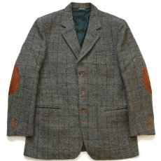 画像1: イタリア製 David Saddler Harris Tweed ハリスツイード チェック 3つボタン ウール テーラードジャケット 54★ブレザー (1)