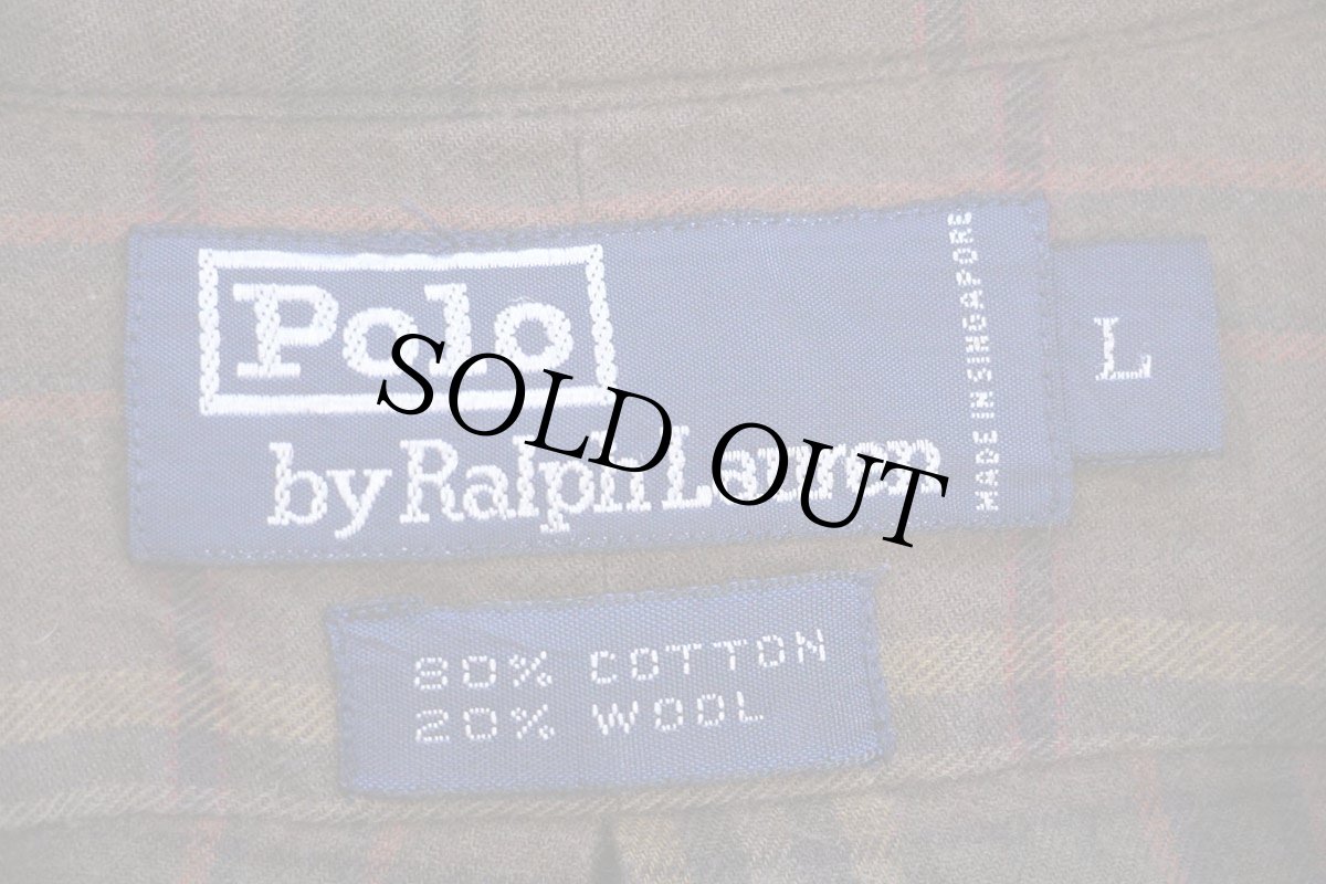 画像4: 90s ポロ ラルフローレン タータンチェック コットン×ウールシャツ L (4)