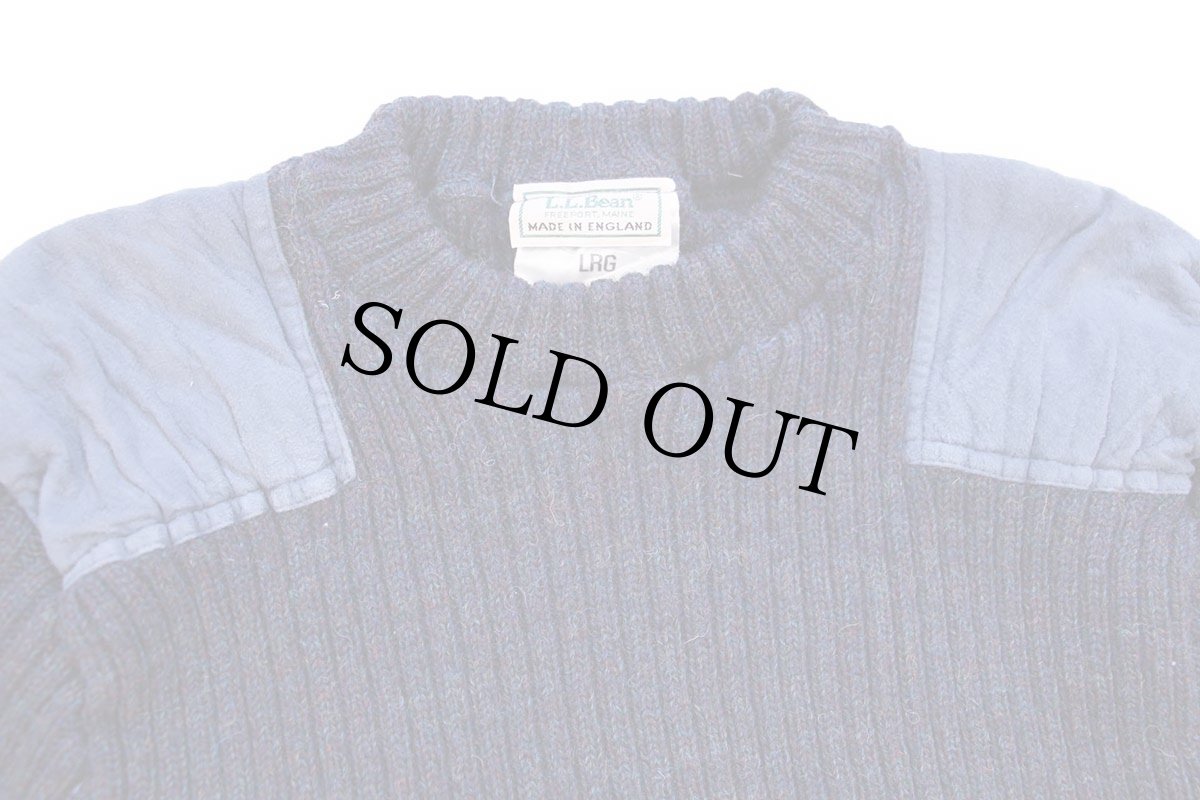 画像3: 80s 英国製 L.L.Bean ウールニット コマンドセーター ネイビー ミックス L (3)