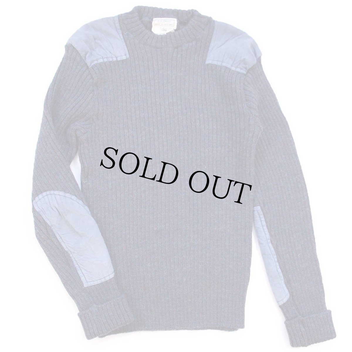 画像1: 80s 英国製 L.L.Bean ウールニット コマンドセーター ネイビー ミックス L (1)