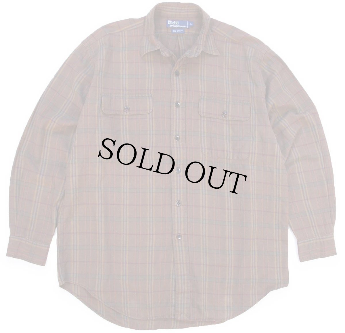 画像1: 90s ポロ ラルフローレン タータンチェック コットン×ウールシャツ L (1)