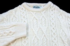 画像3: アイルランド製 aran crafts ケーブル編み メリノウールニット セーター ナチュラル XXL★特大 フィッシャーマン (3)