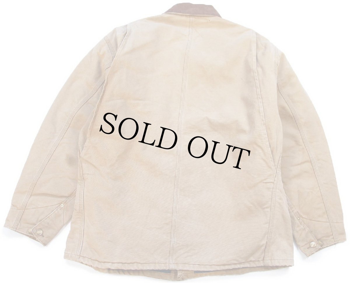 画像2: 90s carharttカーハート ダメージ ブランケットライナー ダック地 チョアコート カバーオール 茶 特大 (2)