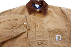画像3: 90s carharttカーハート ダメージ ブランケットライナー ダック地 チョアコート カバーオール 茶 特大 (3)
