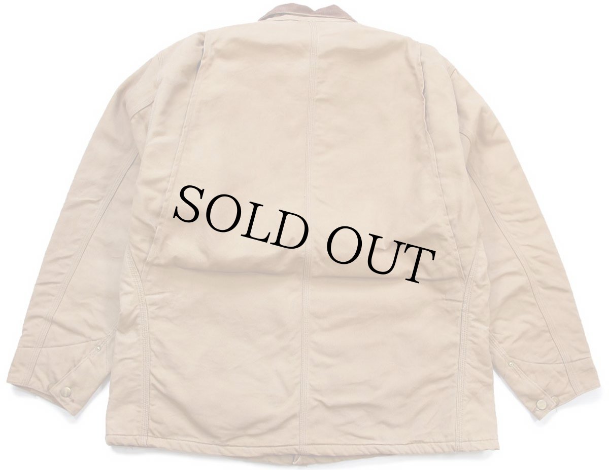 画像2: 90s USA製 carharttカーハート ブランケットライナー ダック地 チョアコート カバーオール 茶 46★特大 (2)