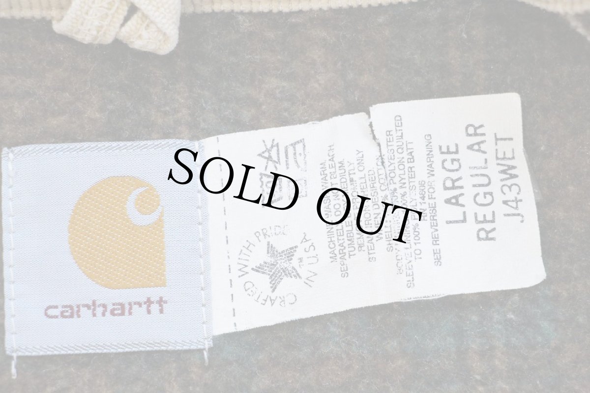 画像4: 90s USA製 carharttカーハート ivomec刺繍 ブランケットライナー ダック地 デトロイトジャケット 薄茶 L-R (4)