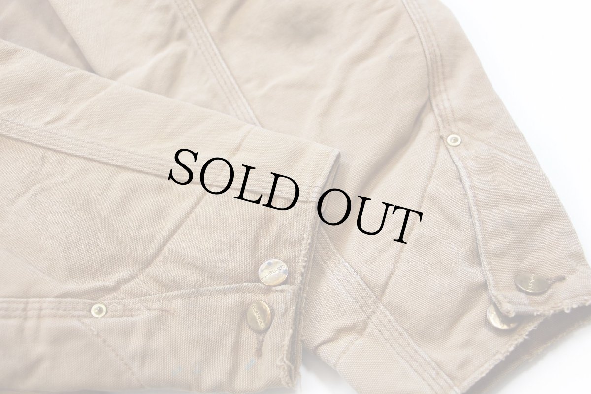 画像6: 90s carharttカーハート ダメージ ブランケットライナー ダック地 チョアコート カバーオール 茶 特大 (6)