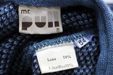 画像4: 70s イタリア製 アーガイル柄 ジャガード ウール×アクリルニット カーディガン ブルー 54 (4)