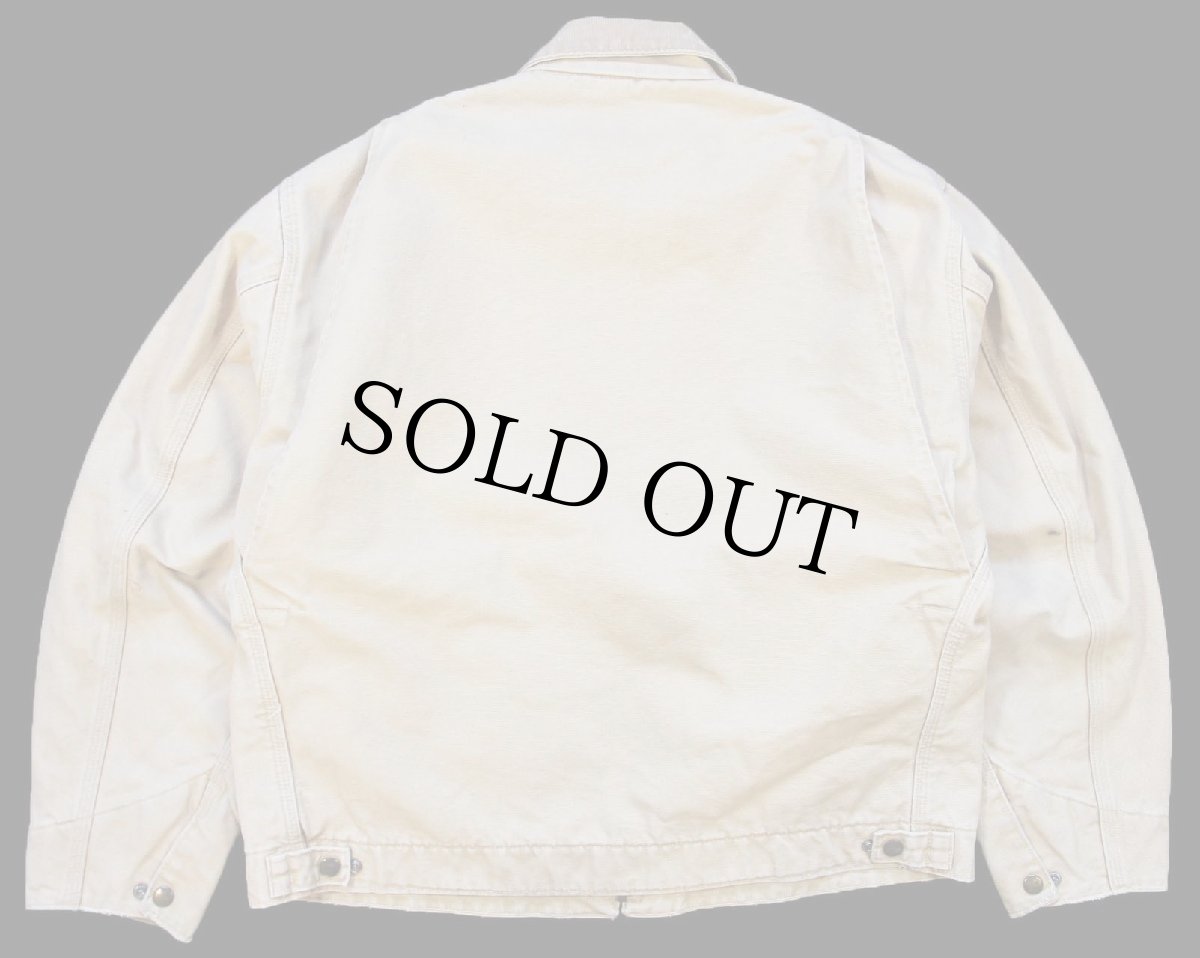 画像2: 90s USA製 carharttカーハート ivomec刺繍 ブランケットライナー ダック地 デトロイトジャケット 薄茶 L-R (2)