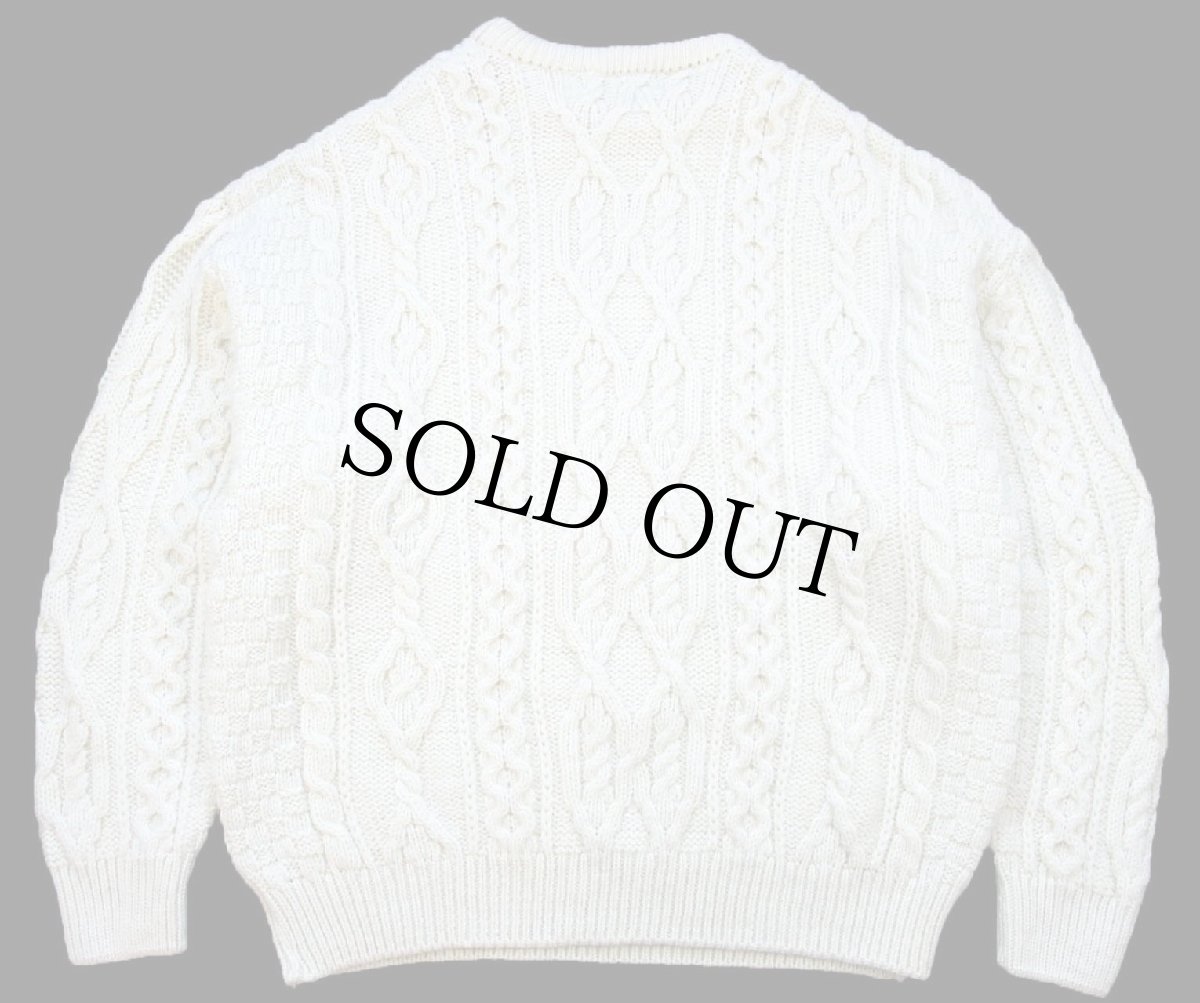 画像2: アイルランド製 aran crafts ケーブル編み メリノウールニット セーター ナチュラル XXL★特大 フィッシャーマン (2)