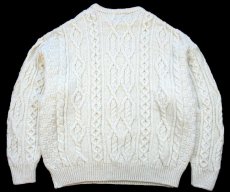 画像2: アイルランド製 aran crafts ケーブル編み メリノウールニット セーター ナチュラル XXL★特大 フィッシャーマン (2)