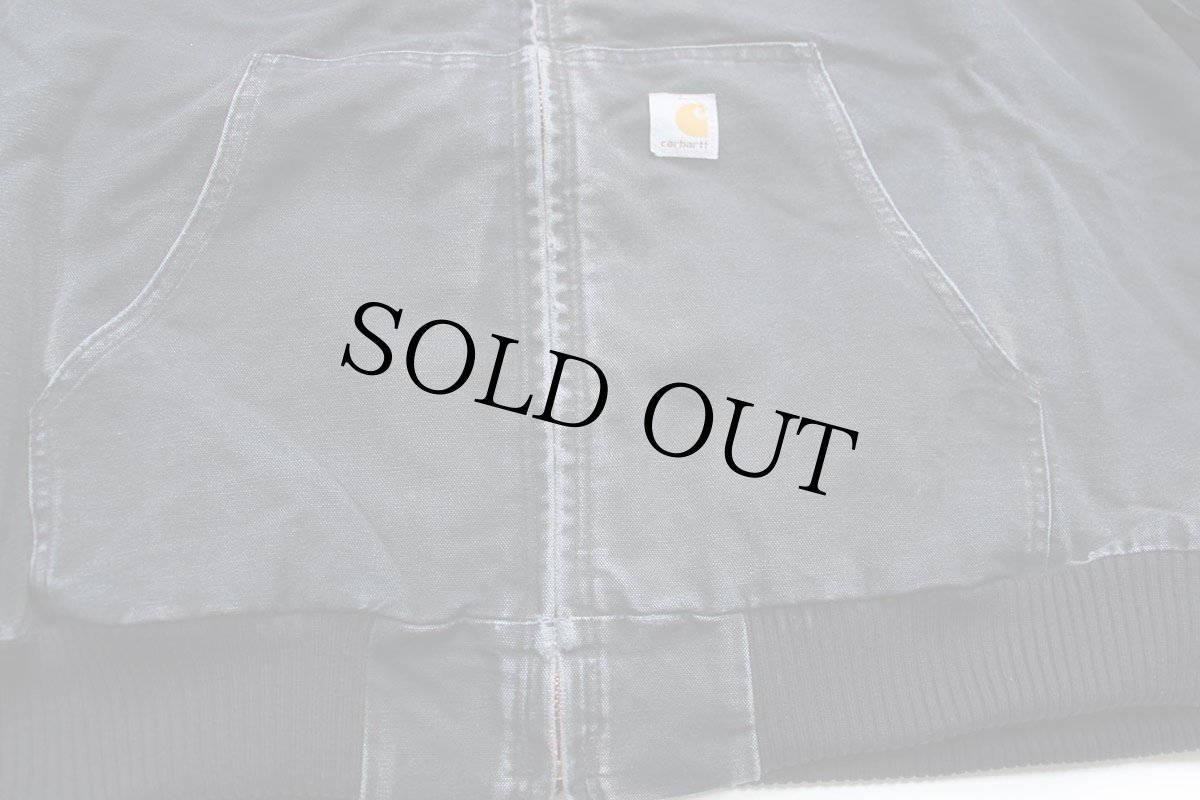画像6: 00s carharttカーハート キルティングライナー ダック地 アクティブジャケット パーカー 黒 フェード 特大 (6)