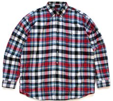 画像1: 90s EddieBauerエディーバウアー Bainbridge Flannel チェック コットン ライトネルシャツ XL (1)