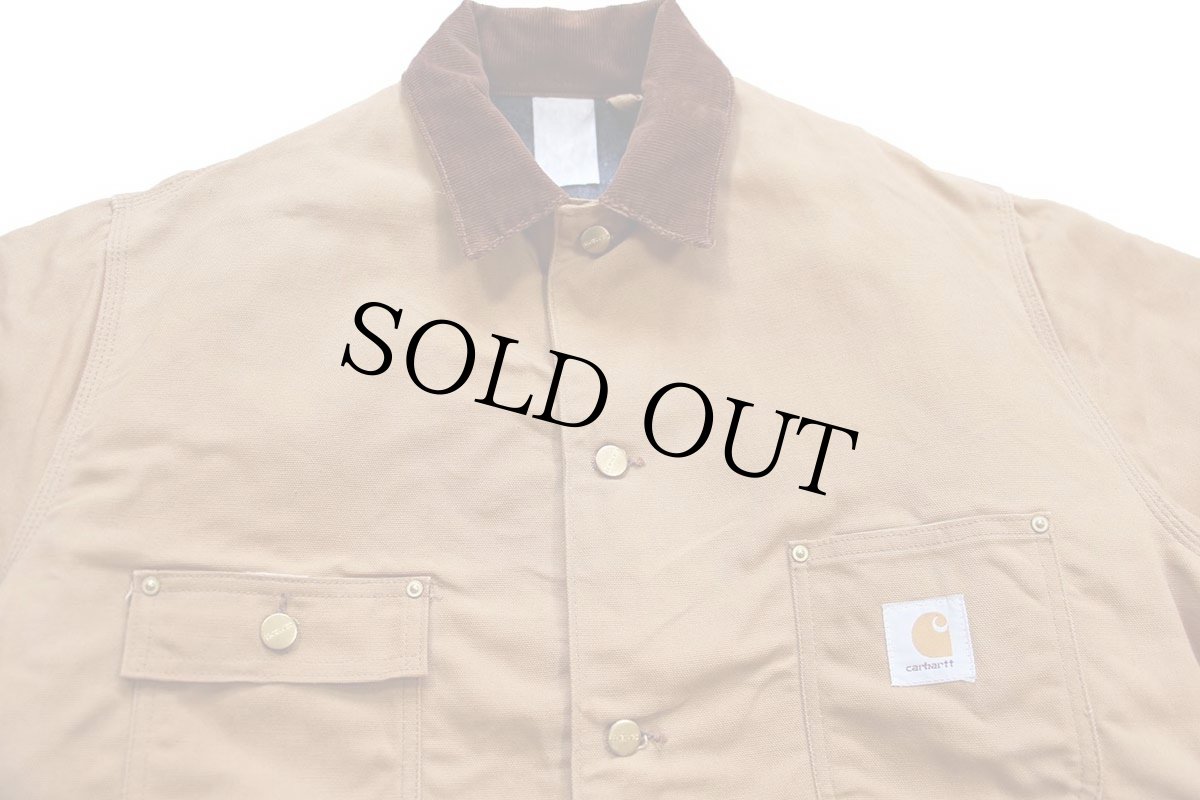 画像3: 90s USA製 carharttカーハート ブランケットライナー ダック地 チョアコート カバーオール 茶 46★特大 (3)