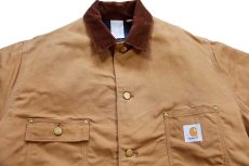 画像3: 90s USA製 carharttカーハート ブランケットライナー ダック地 チョアコート カバーオール 茶 46★特大 (3)