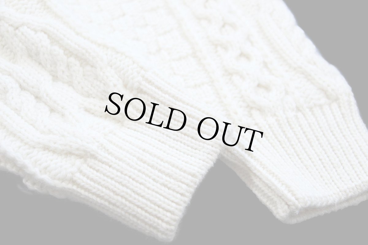 画像6: アイルランド製 aran crafts ケーブル編み メリノウールニット セーター ナチュラル XXL★特大 フィッシャーマン (6)