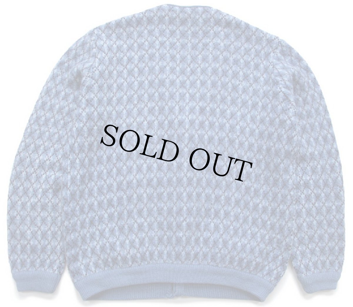 画像2: 70s イタリア製 アーガイル柄 ジャガード ウール×アクリルニット カーディガン ブルー 54 (2)