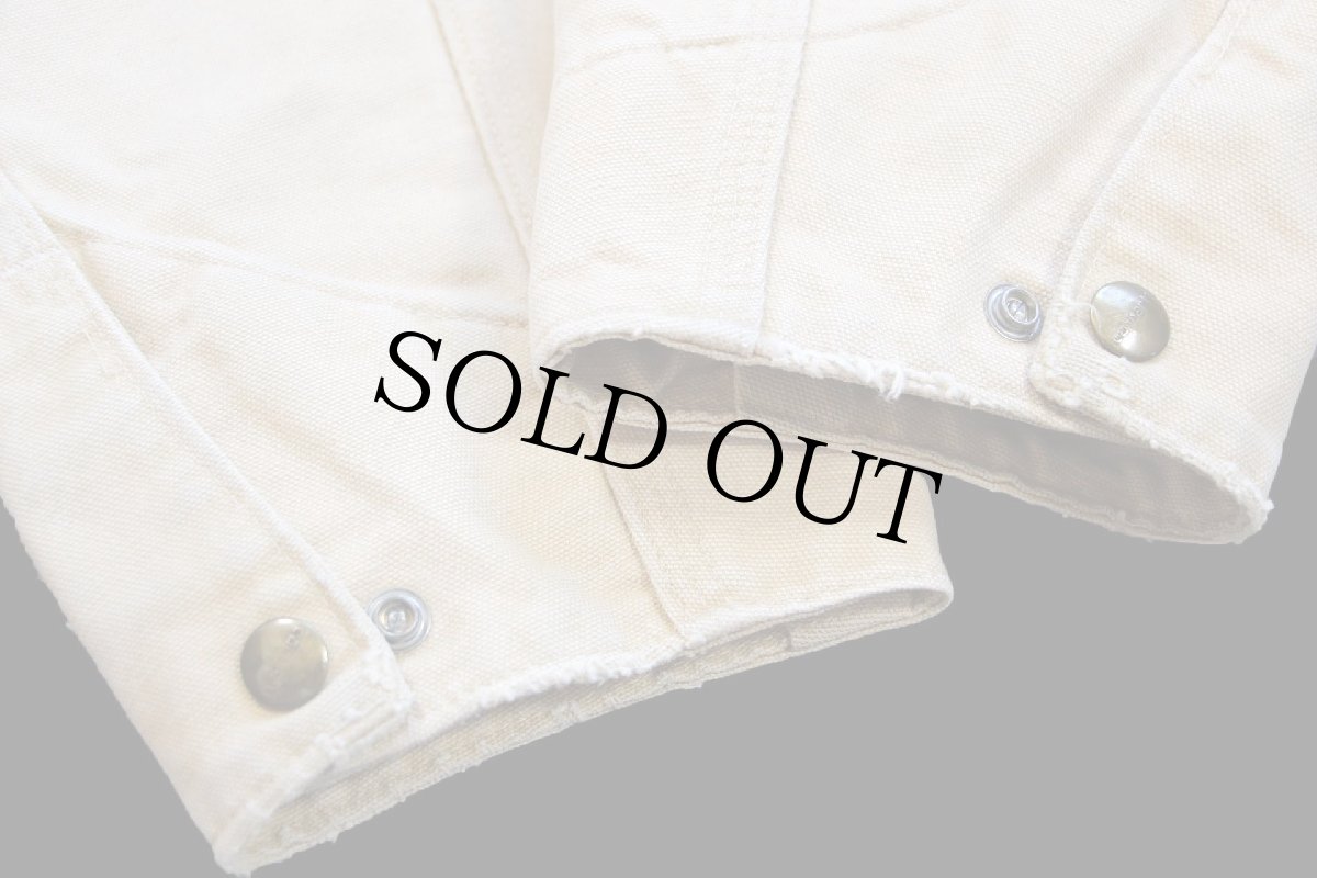 画像6: 90s USA製 carharttカーハート ivomec刺繍 ブランケットライナー ダック地 デトロイトジャケット 薄茶 L-R (6)