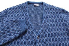 画像3: 70s イタリア製 アーガイル柄 ジャガード ウール×アクリルニット カーディガン ブルー 54 (3)