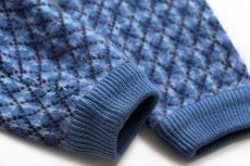 画像6: 70s イタリア製 アーガイル柄 ジャガード ウール×アクリルニット カーディガン ブルー 54 (6)