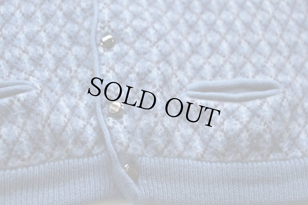 画像5: 70s イタリア製 アーガイル柄 ジャガード ウール×アクリルニット カーディガン ブルー 54 (5)