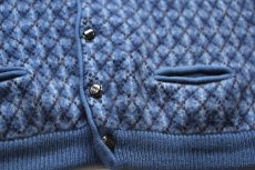 画像5: 70s イタリア製 アーガイル柄 ジャガード ウール×アクリルニット カーディガン ブルー 54 (5)