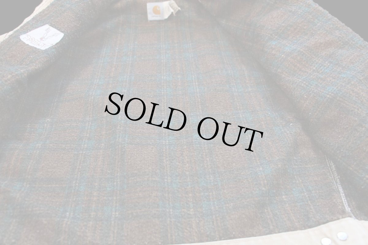 画像5: 90s USA製 carharttカーハート ivomec刺繍 ブランケットライナー ダック地 デトロイトジャケット 薄茶 L-R (5)