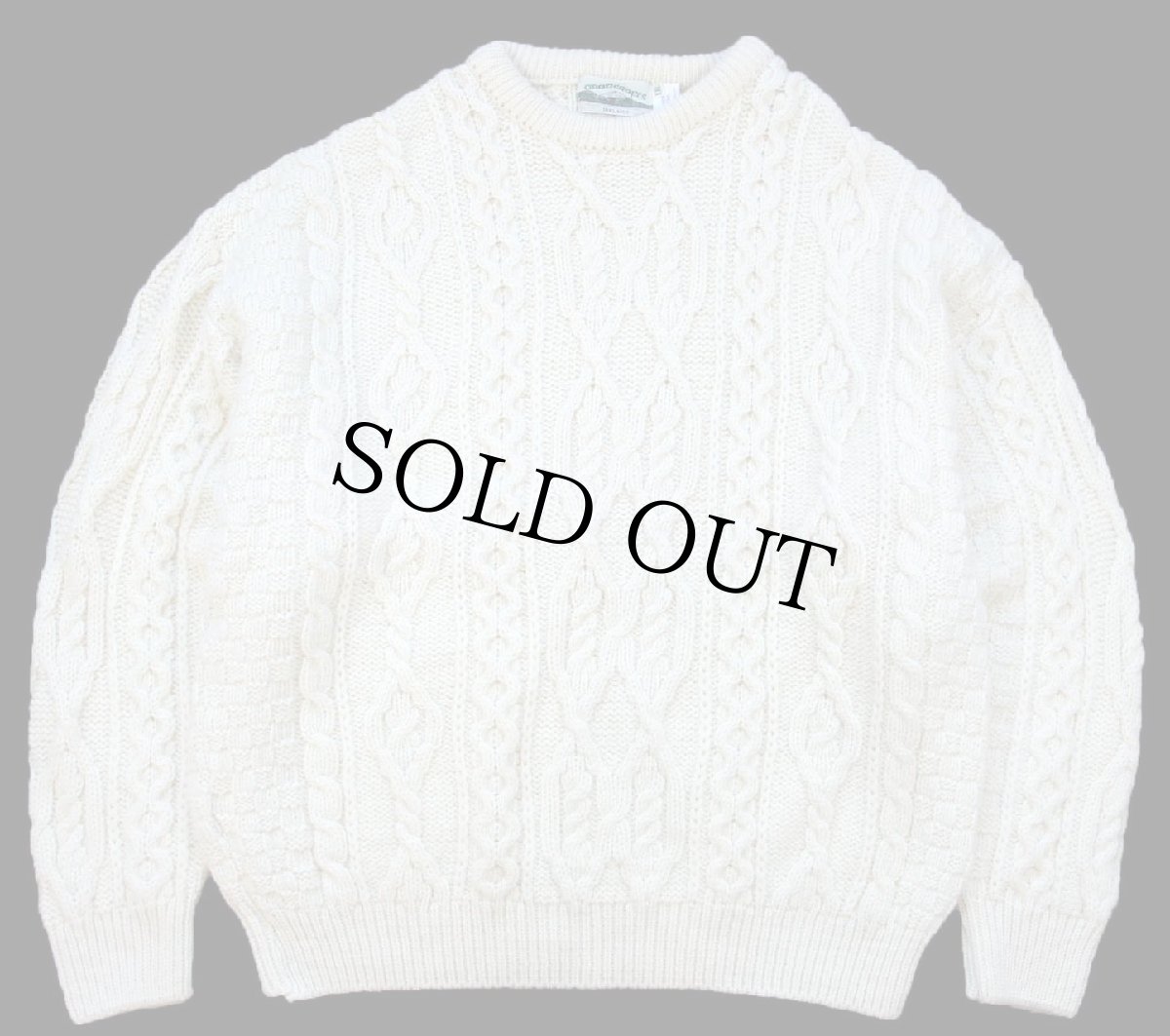 画像1: アイルランド製 aran crafts ケーブル編み メリノウールニット セーター ナチュラル XXL★特大 フィッシャーマン (1)