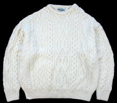 画像1: アイルランド製 aran crafts ケーブル編み メリノウールニット セーター ナチュラル XXL★特大 フィッシャーマン (1)