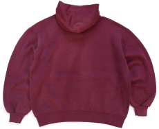 画像2: 90s USA製 RUSSELLラッセル 無地 ブリーチ スウェットパーカー ワインレッド フェード L★フーディー ブランク (2)