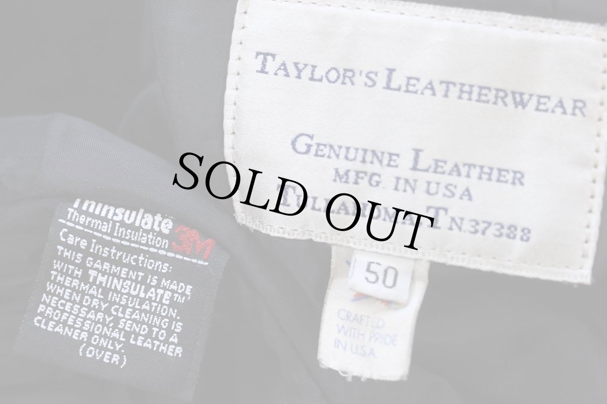 画像4: 90s USA製 TAYLOR'S LEATHERWEAR Thinsulateキルティングライナー サイドレースアップ レザージャケット 黒 50 (4)