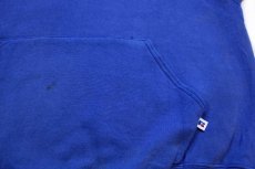 画像5: 90s メキシコ製 RUSSELLラッセル 無地 スウェットパーカー 青 フェード XL★フーディー ブランク (5)