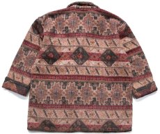 画像2: 90s トルコ製 CHICO'S DESIGN フォークロア柄 コンチョボタン ウール混 ブランケット コート ML (2)